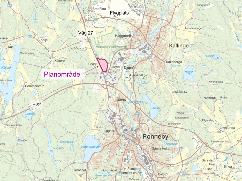 Översiktskarta som visar planområdets placering.